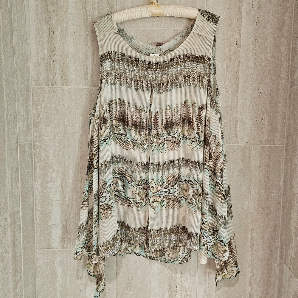 Roz & Ali Women's Sleeveless Blouse Snake print overlay Plus Size 3X Top NWT
